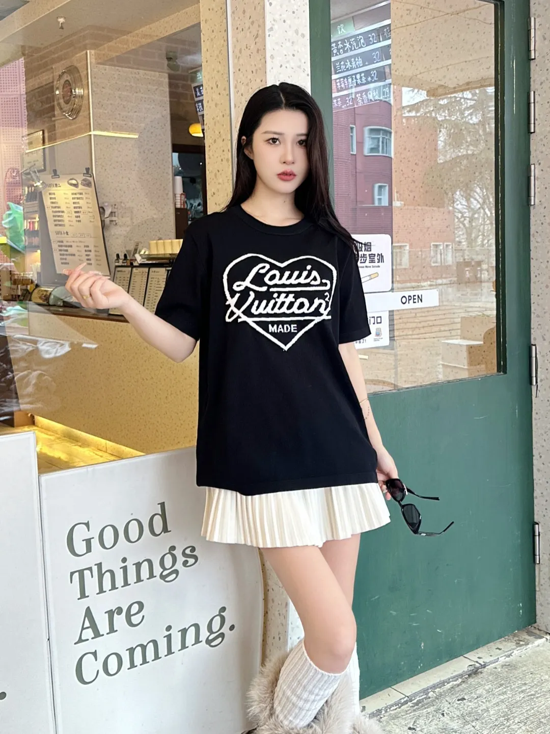 Louis Vuitton/Louis Vuitton love jacquard knitted short sleeves